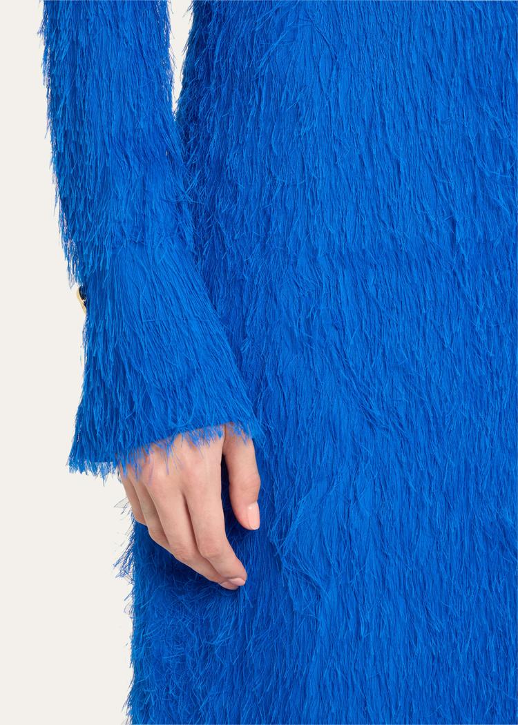 long sleeve fringe fil coupe dress