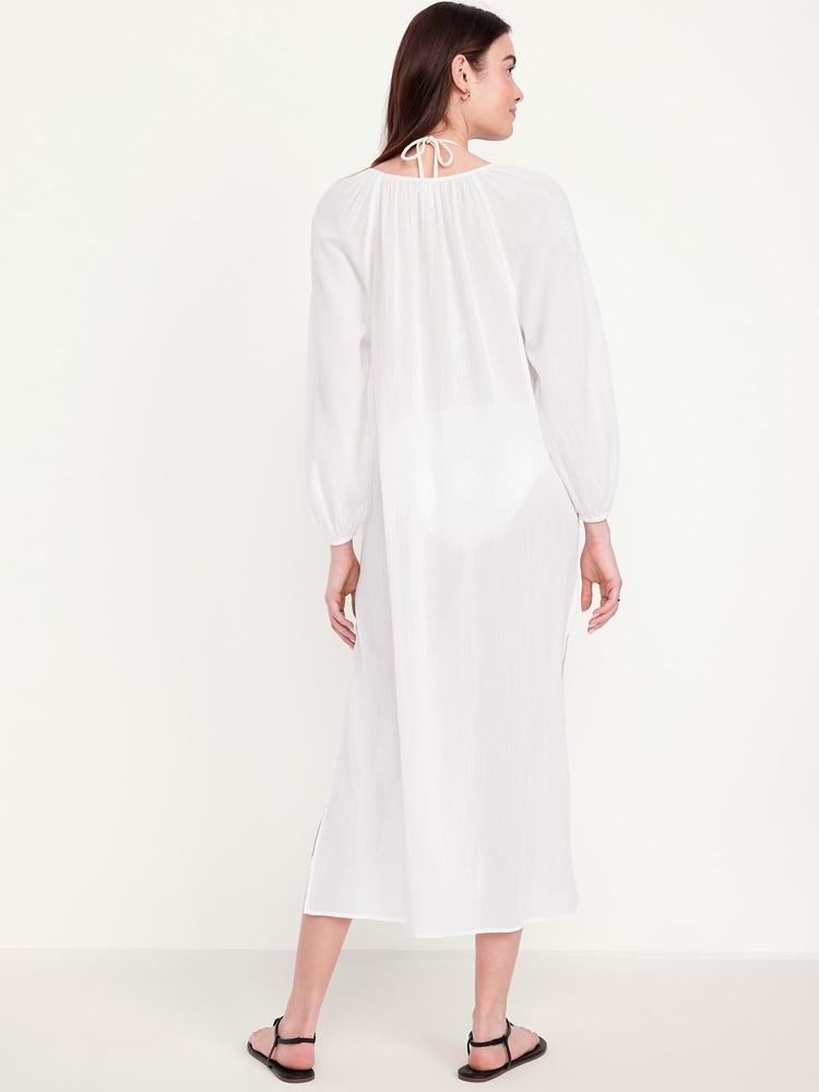long-sleeve gauze kaftan