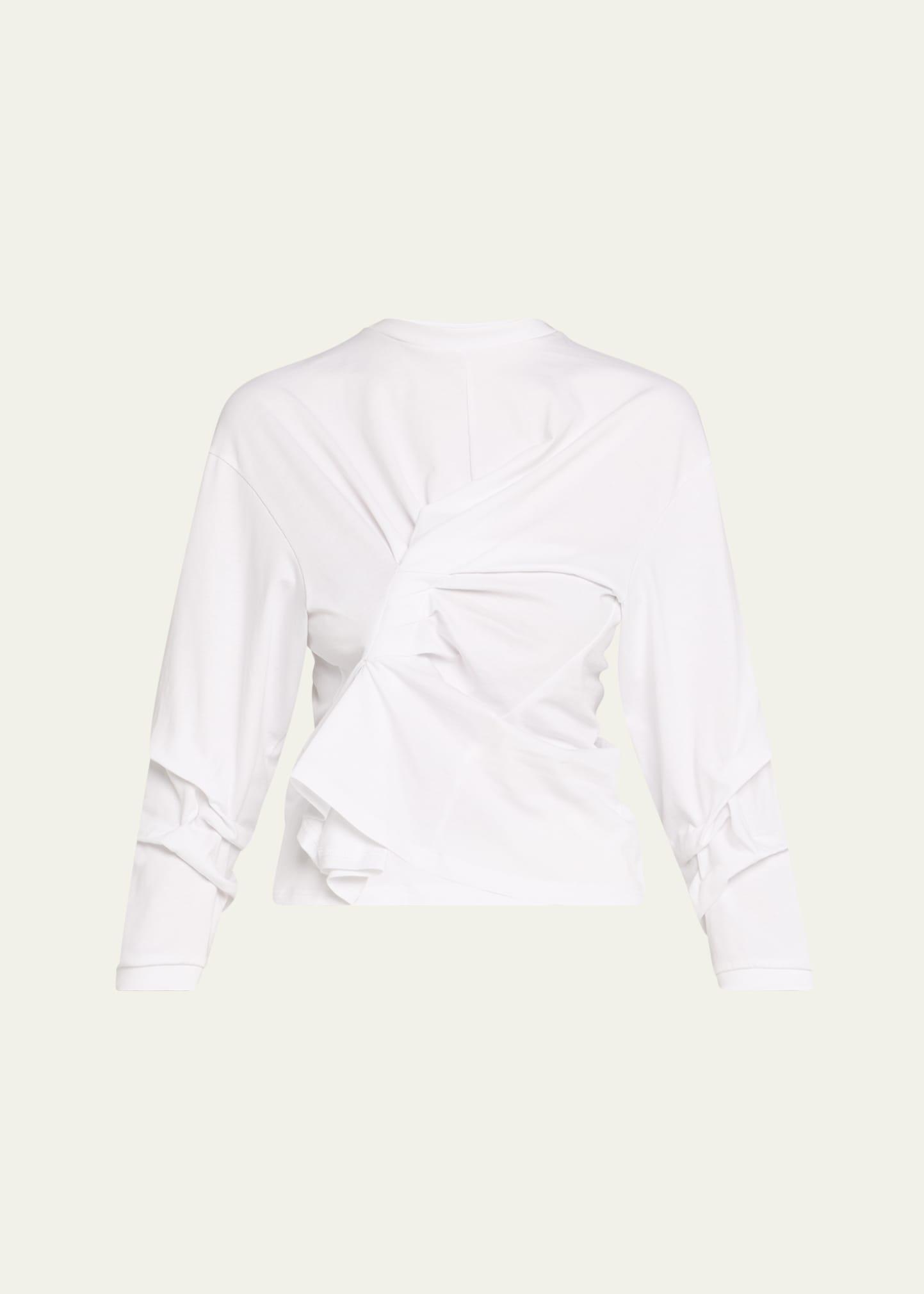 long-sleeve knotted jersey top