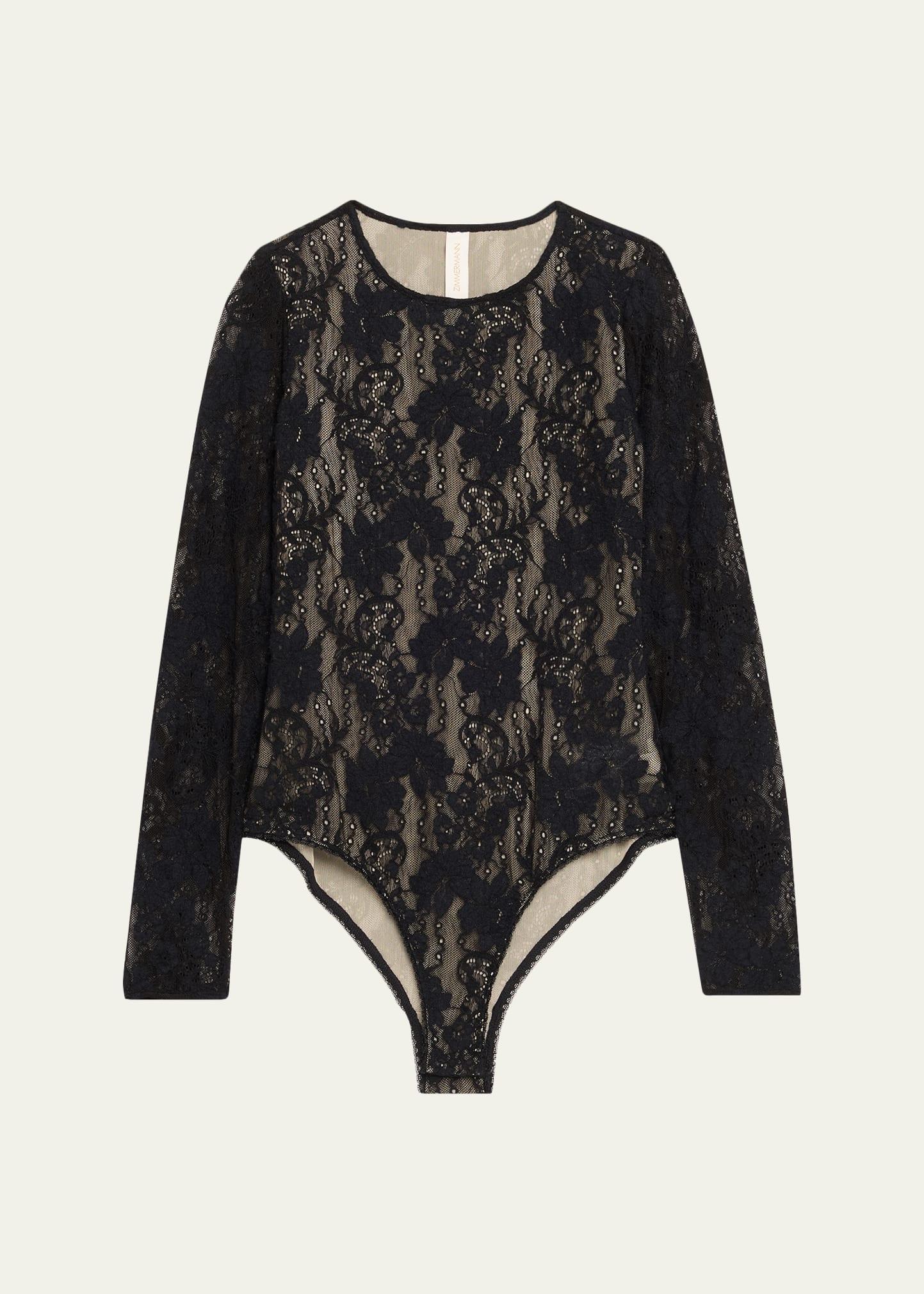 long-sleeve lace bodysuit