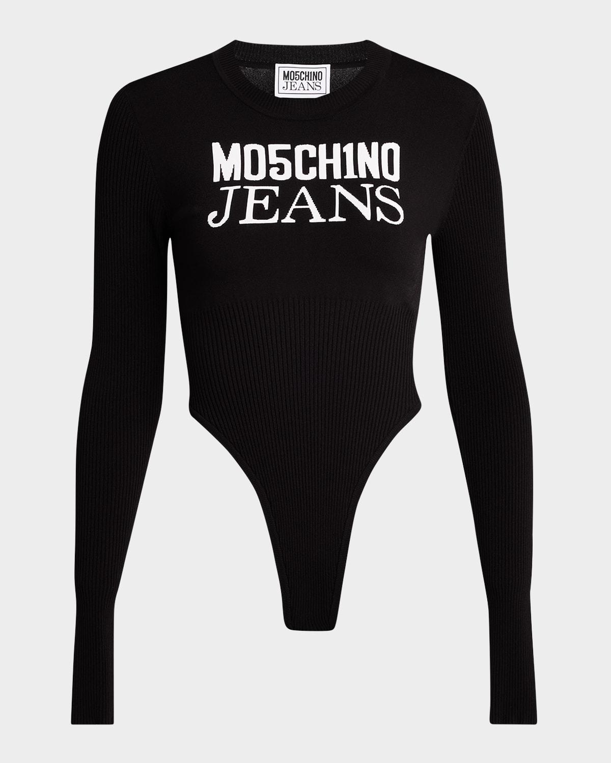 long-sleeve logo bodysuit