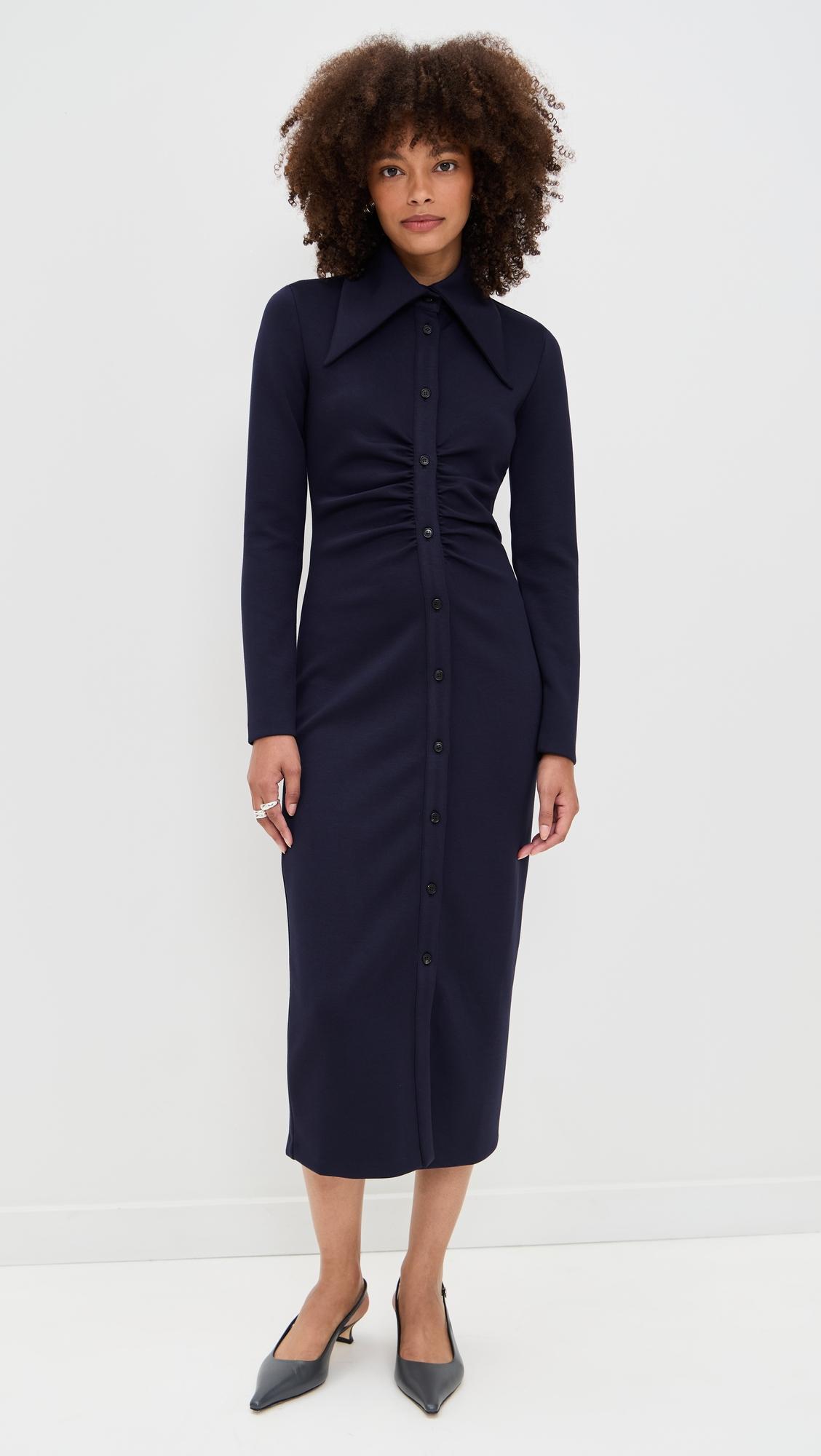 long sleeve midi scuba dress