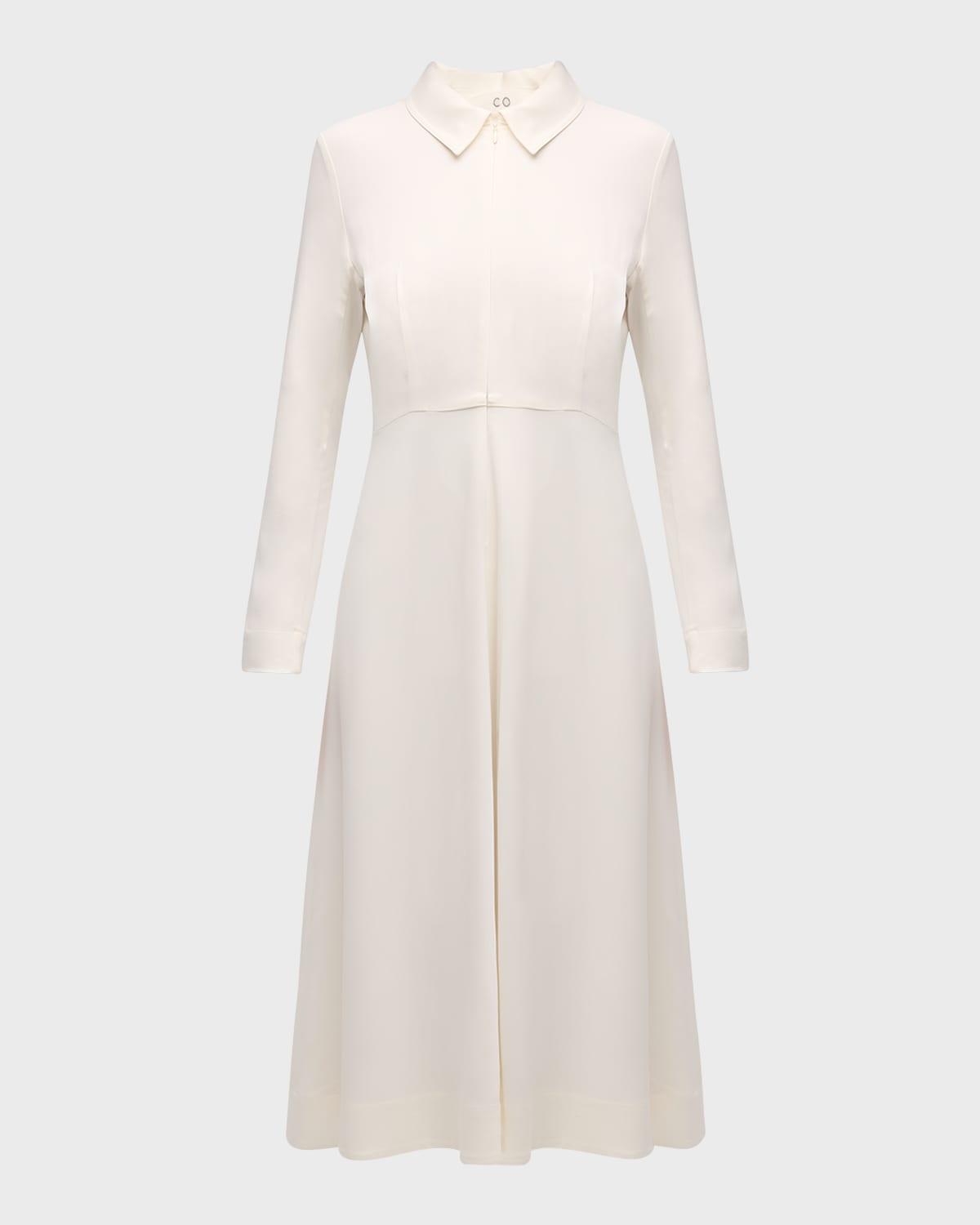 long-sleeve midi shirtdress
