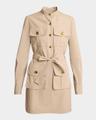 long-sleeve military mini shirtdress