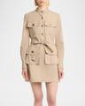 long-sleeve military mini shirtdress
