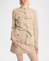 long-sleeve military mini shirtdress