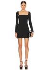 long sleeve mini dress with logo and elastic straps