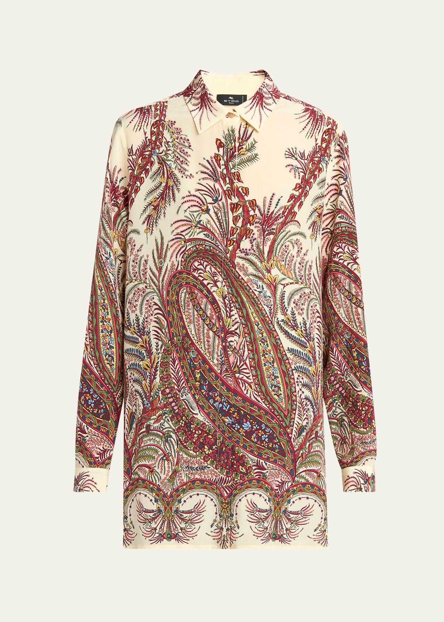 long-sleeve paisley-print shirt