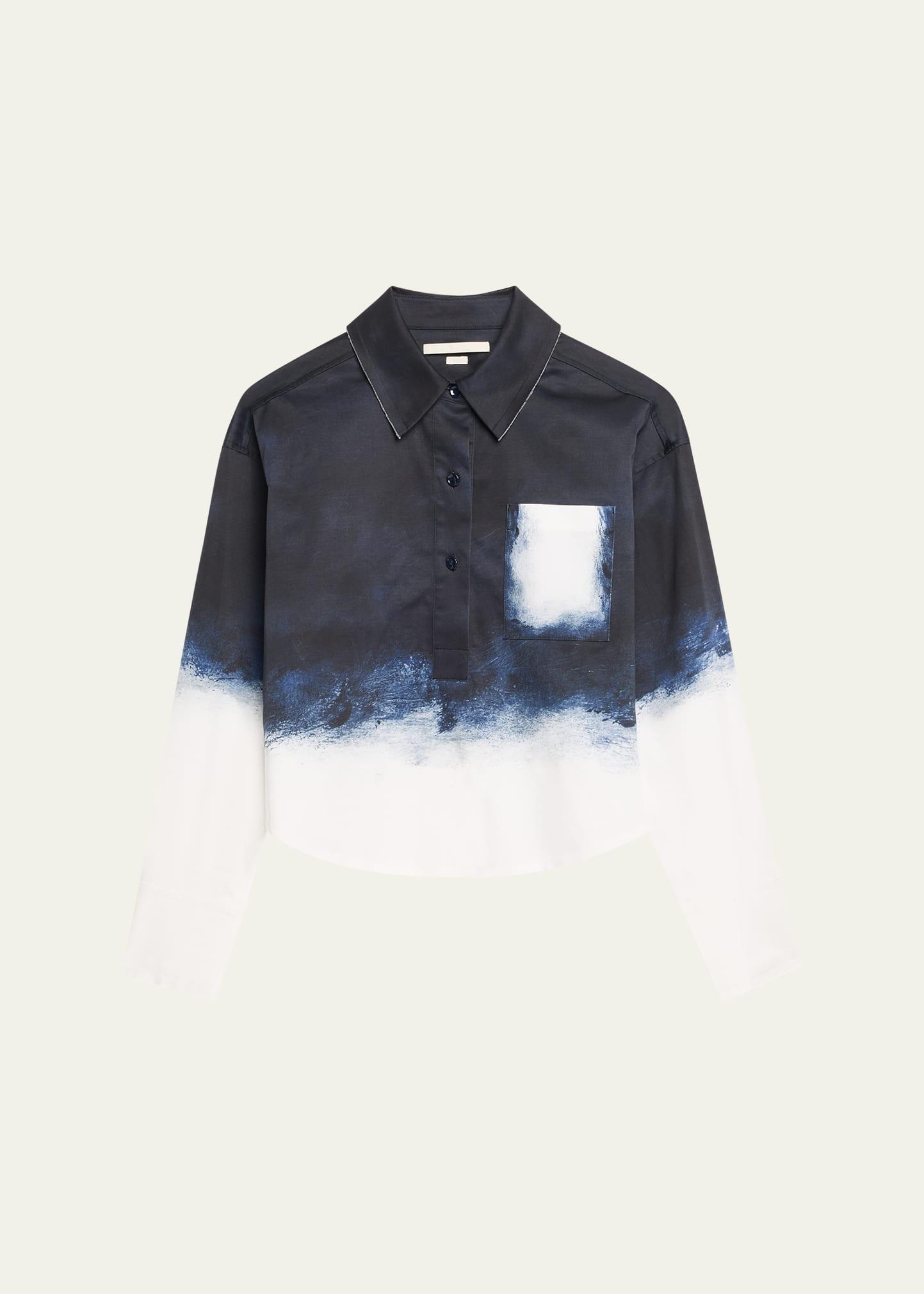 long-sleeve printed cotton popover