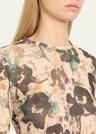 long-sleeve printed mesh top