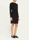 long-sleeve ruched crewneck dress