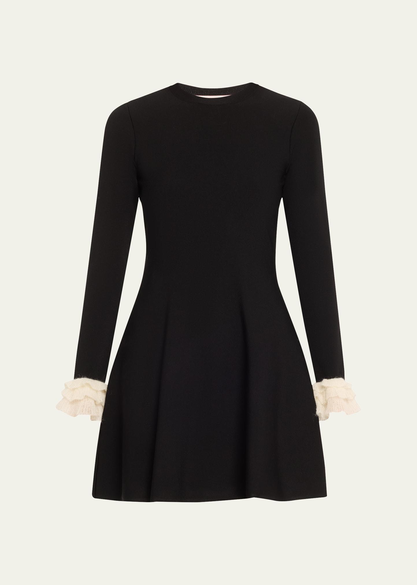 long-sleeve ruffle-cuff mini dress