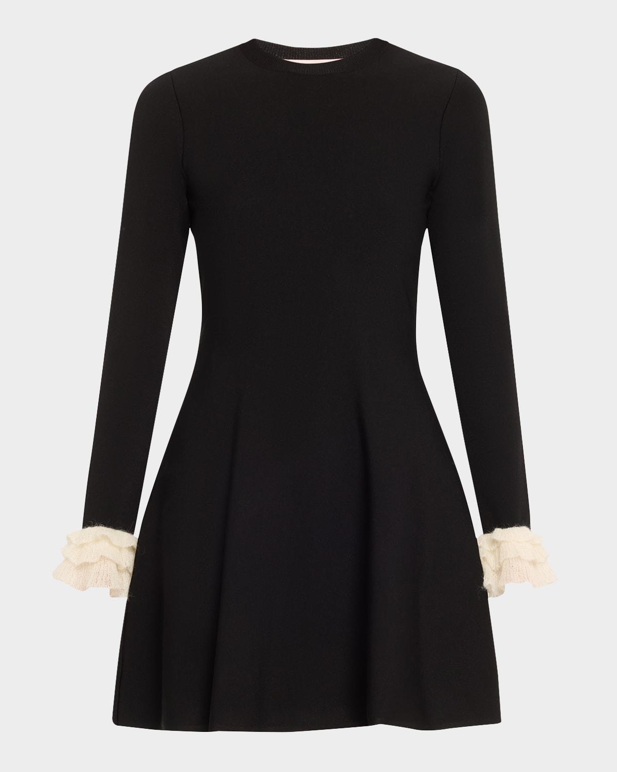 long-sleeve ruffle-cuff mini dress