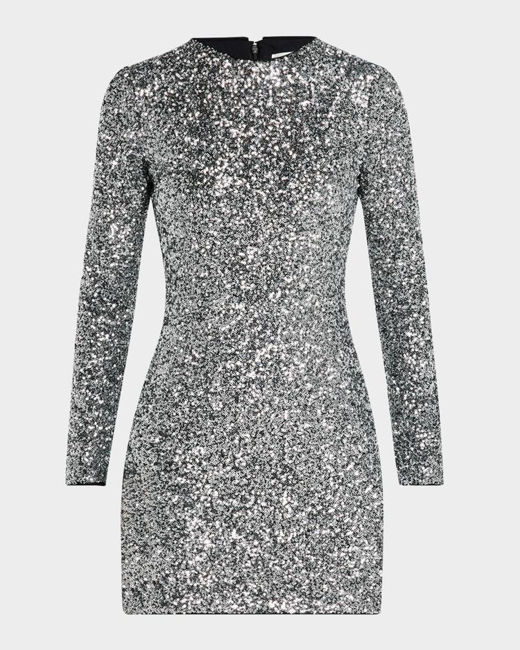 long-sleeve sequined mini dress