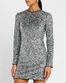 long-sleeve sequined mini dress