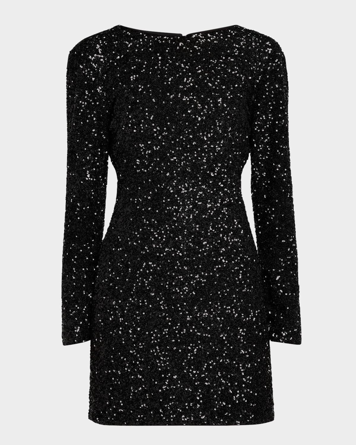long-sleeve sequined mini dress