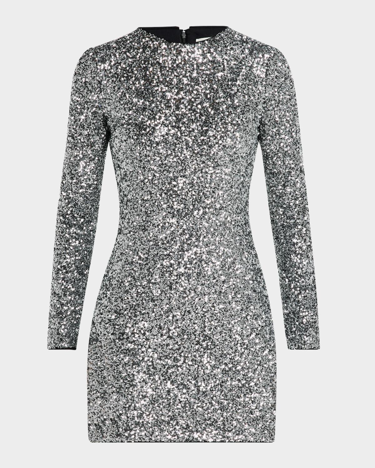 long-sleeve sequined mini dress