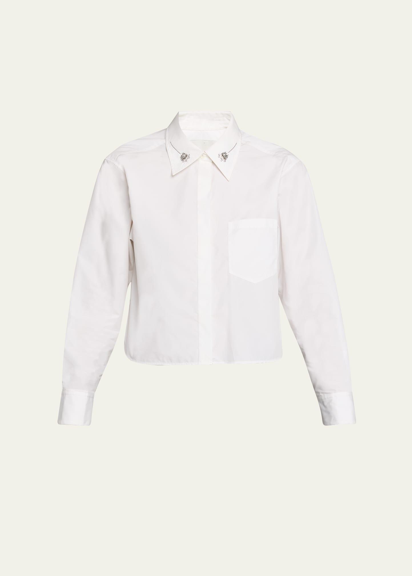 long-sleeve shirt with embellished collar