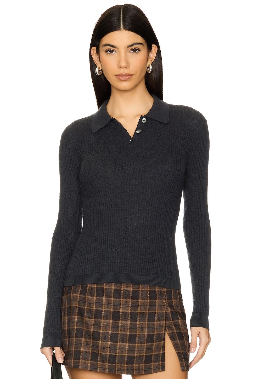 long sleeve shrunken polo top