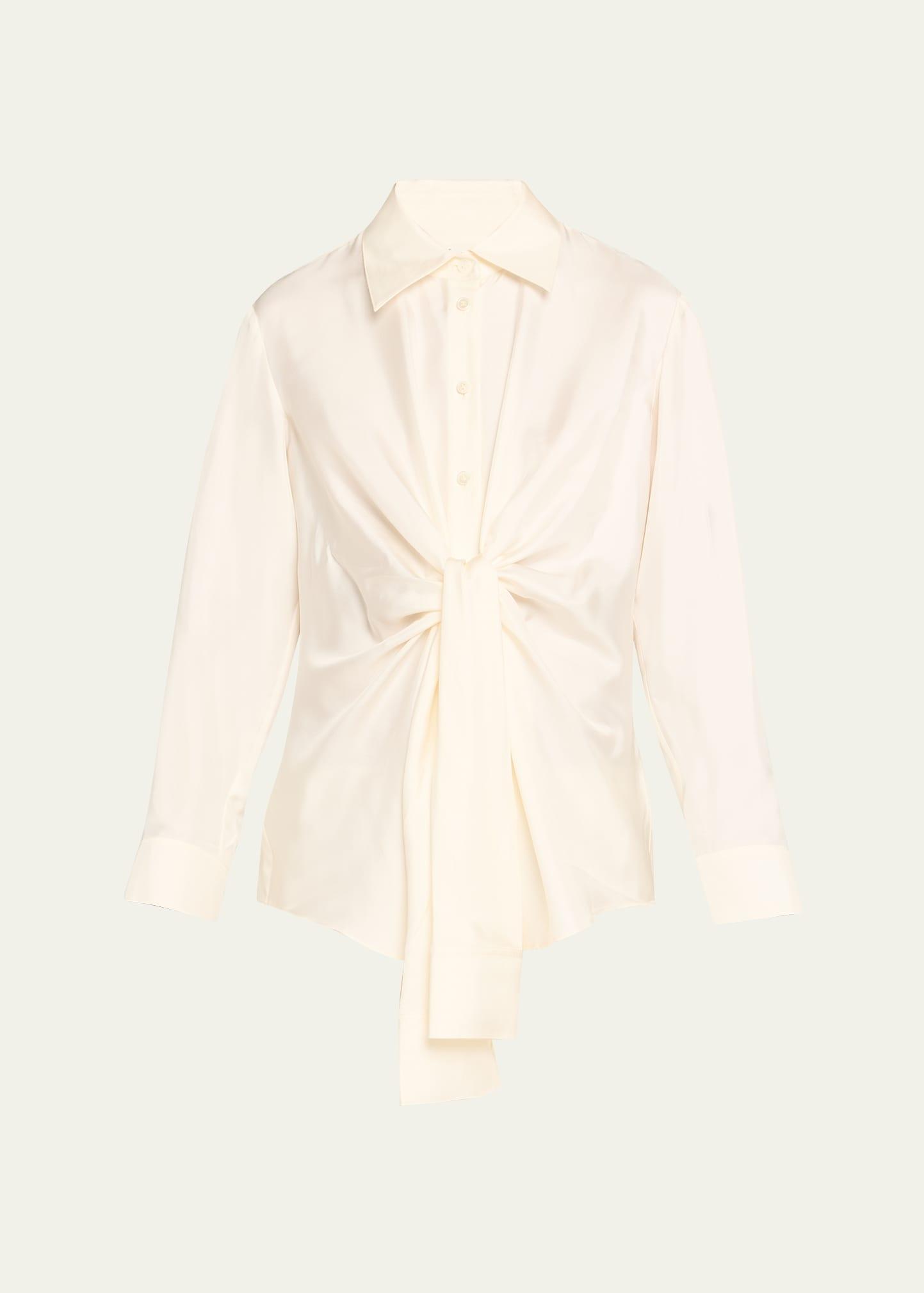 long-sleeve silk knot shirt