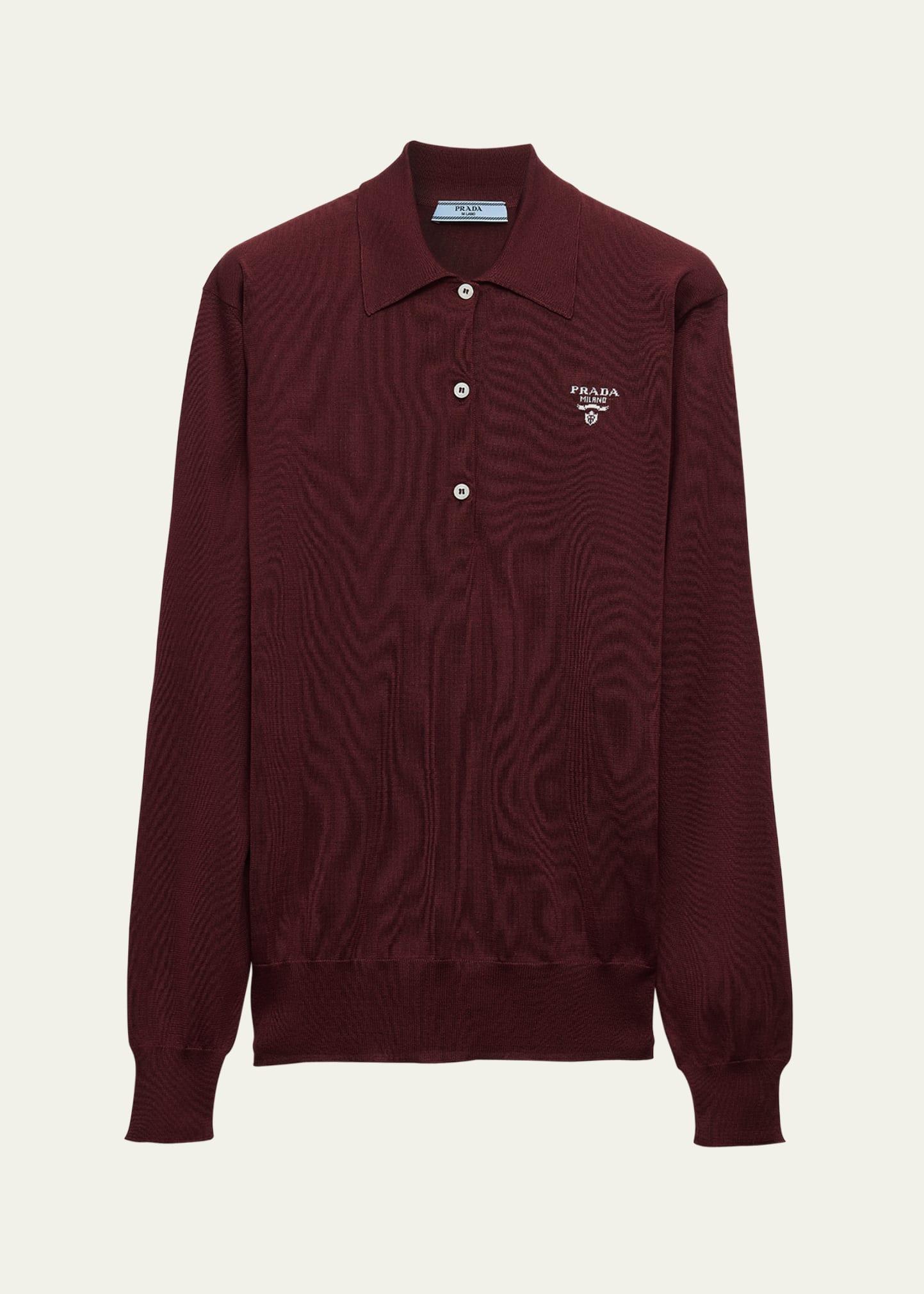 long sleeve silk polo shirt