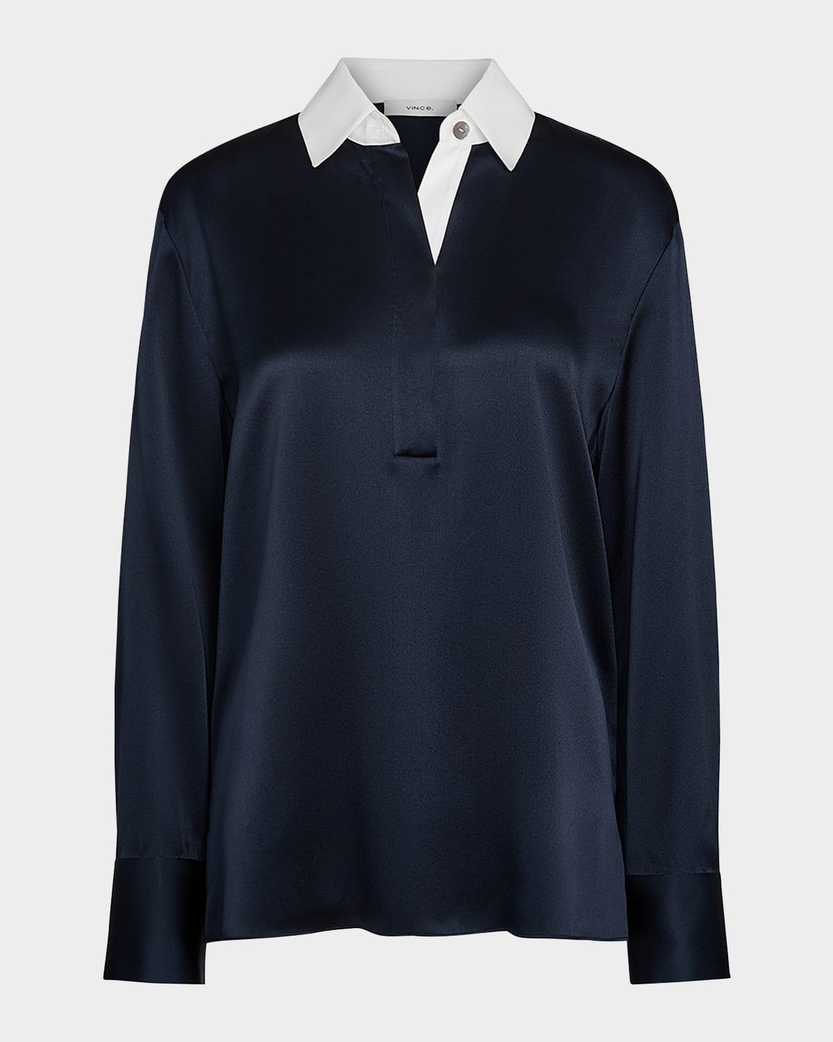 long-sleeve silk rugby shirt