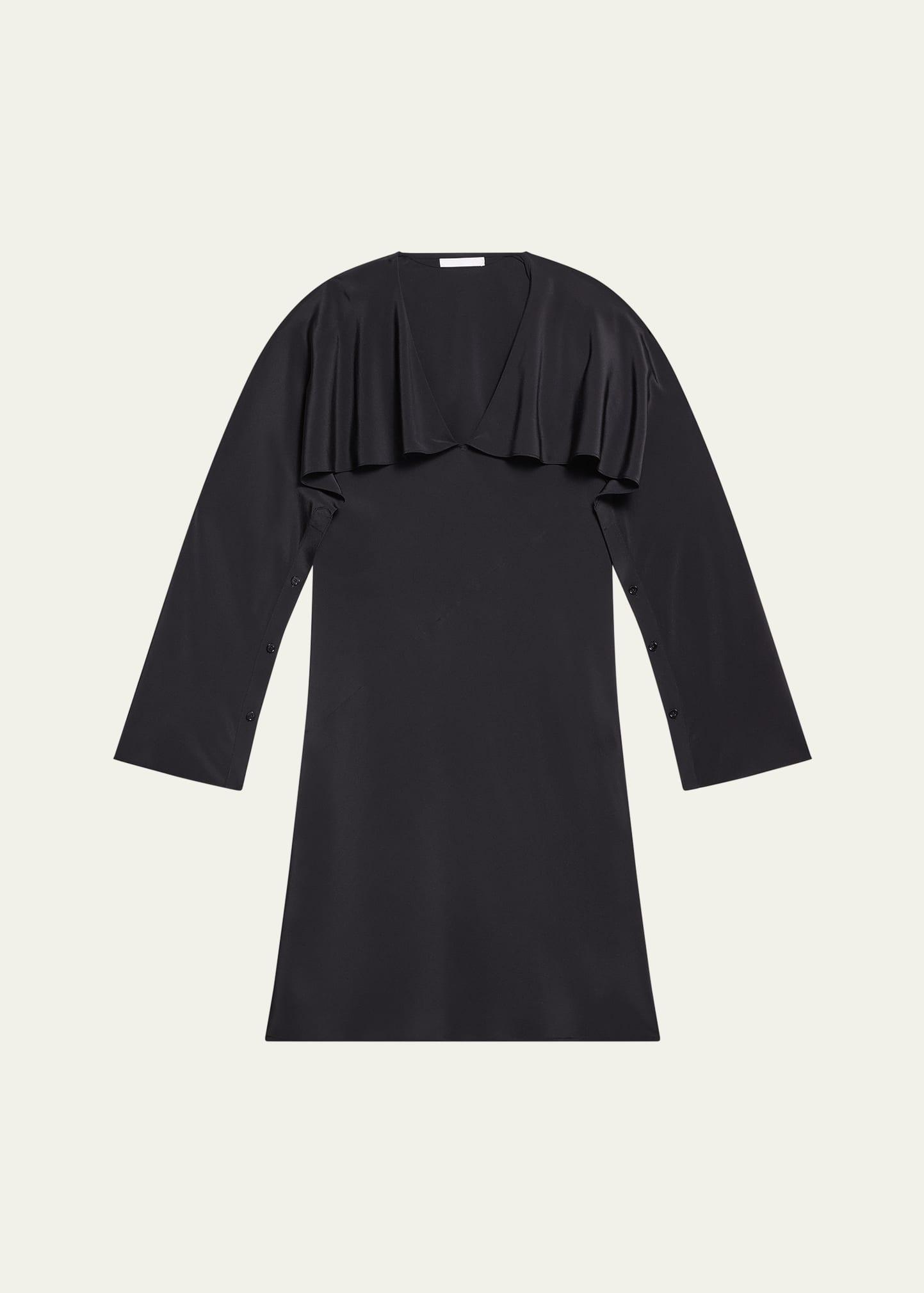 long-sleeve silk scarf dress