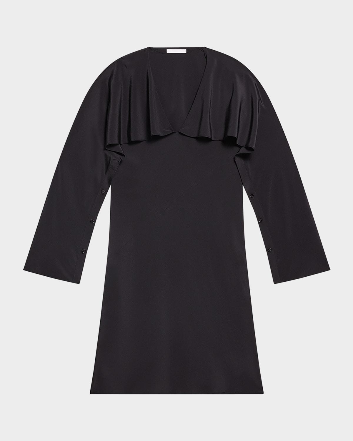 long-sleeve silk scarf dress