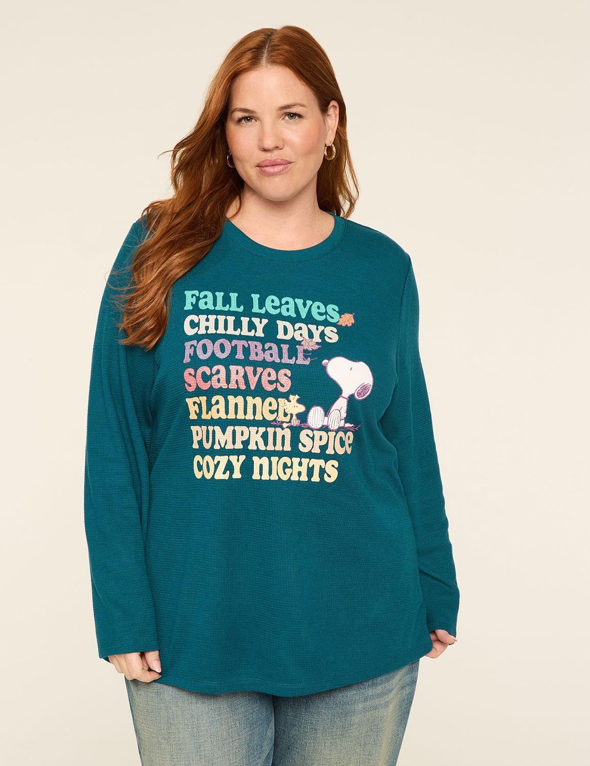 long-sleeve snoopy fall list graphic tee