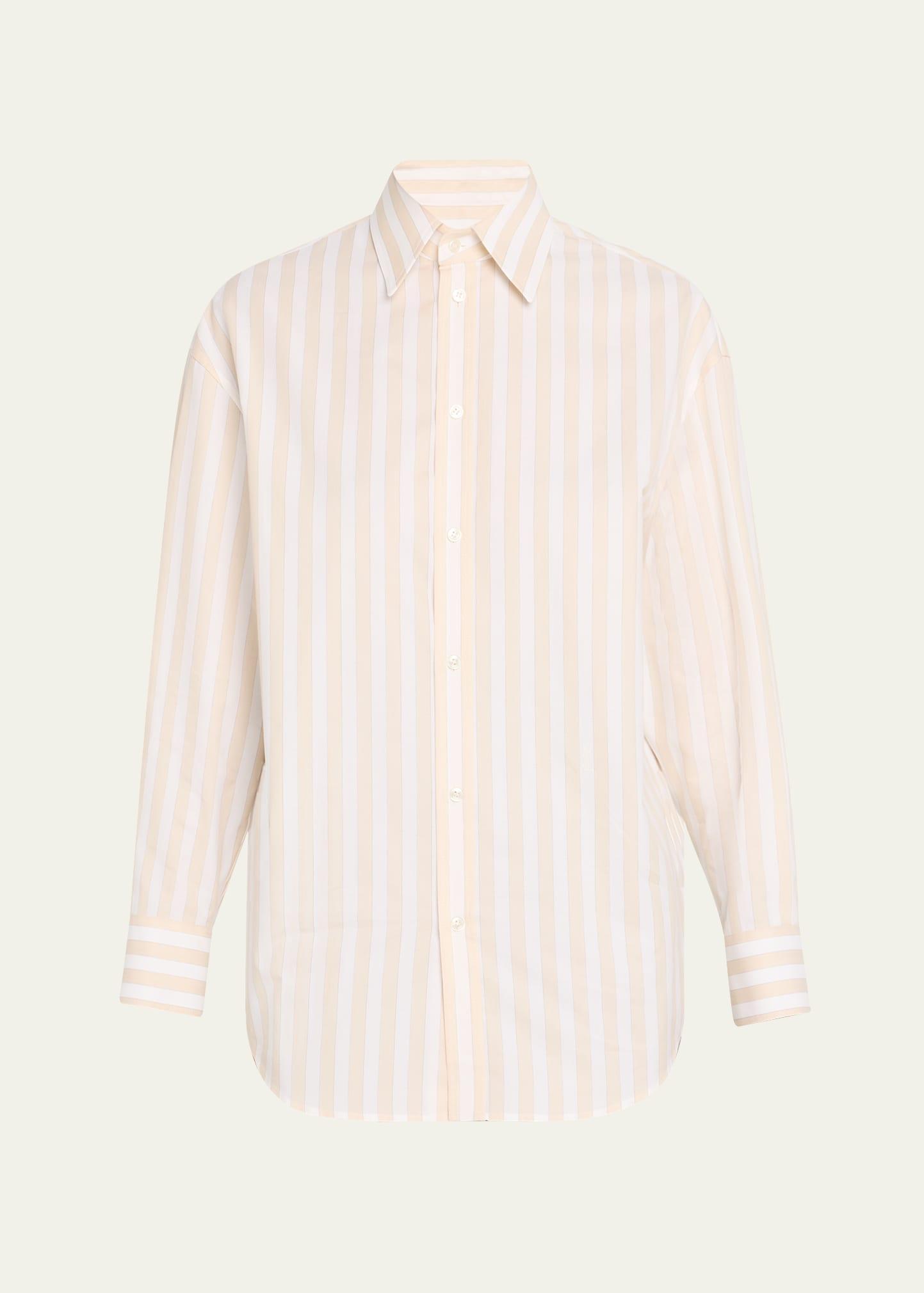 long-sleeve stripe button-down blouse