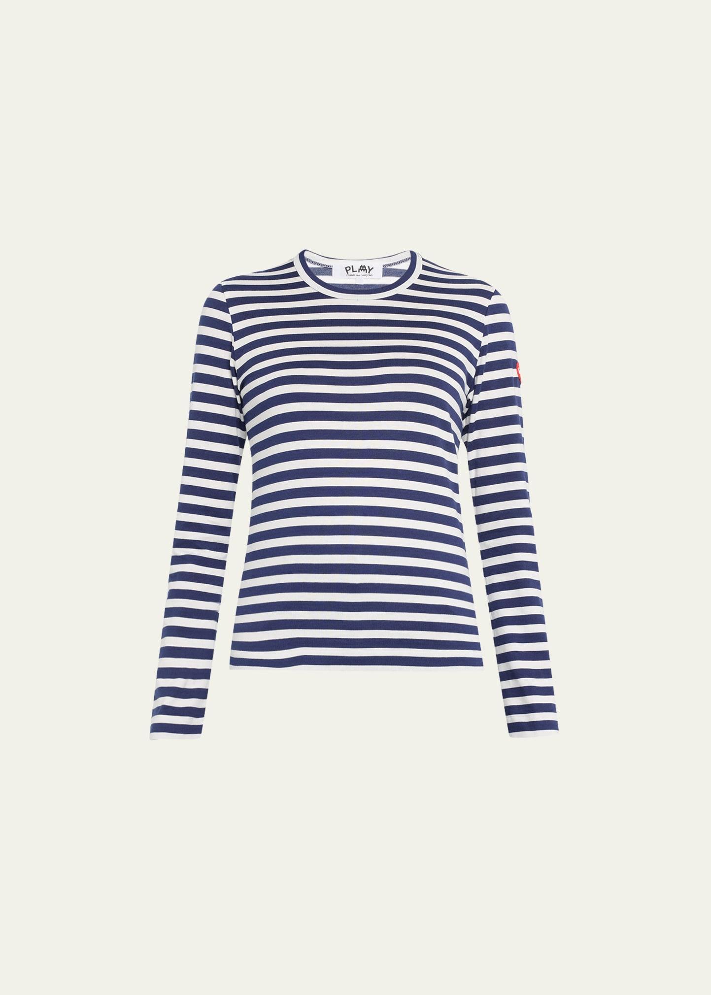 long-sleeve striped heart logo t-shirt