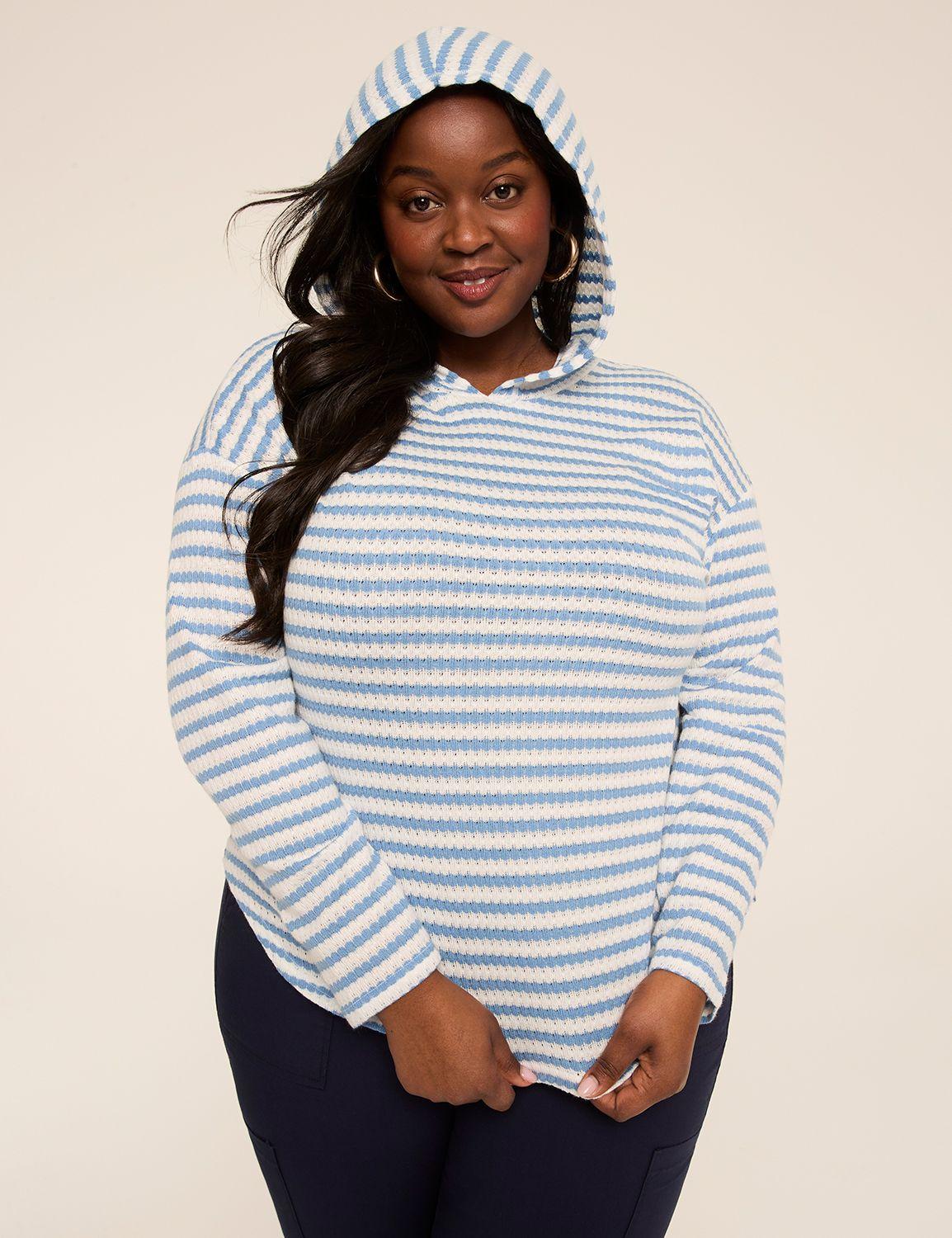 long-sleeve striped hoodie top