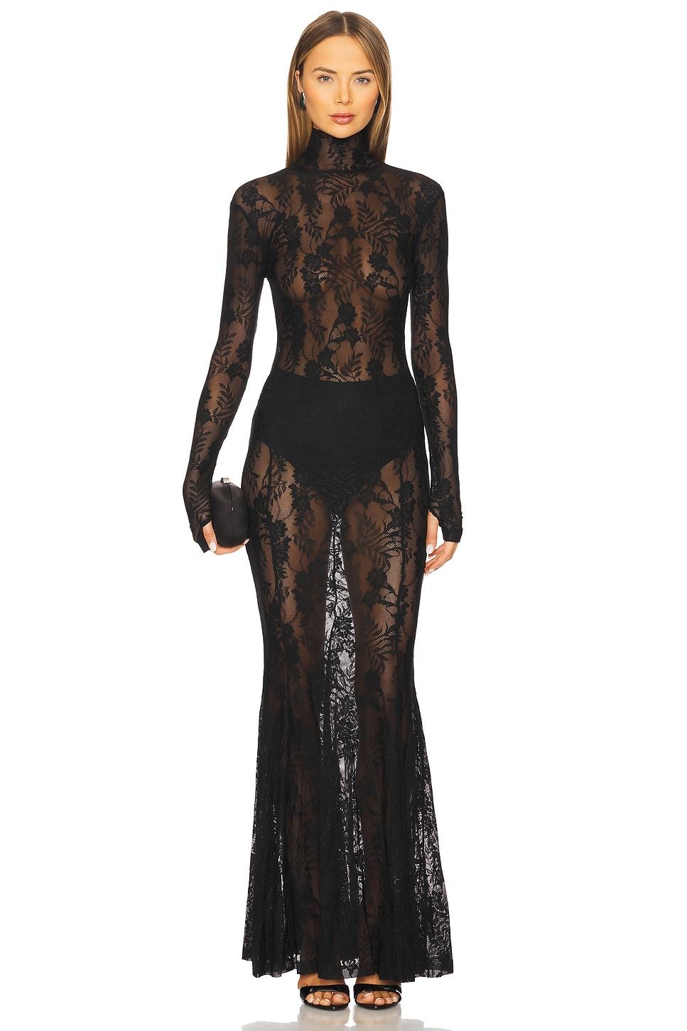 long sleeve turtle fishtail gown