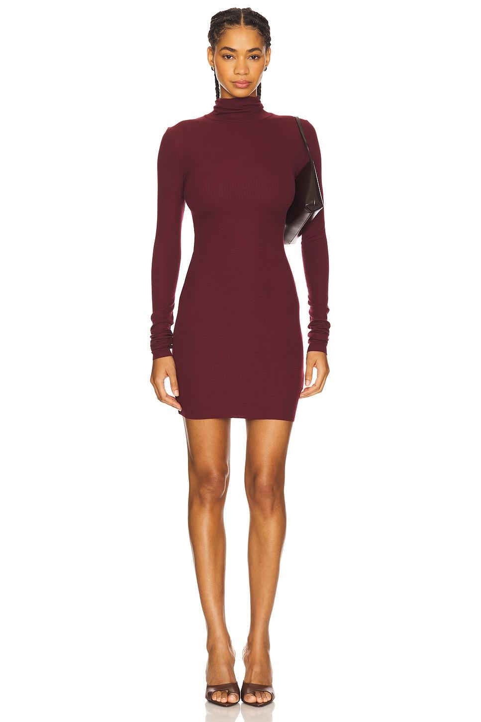 long sleeve turtleneck butter rib mini dress