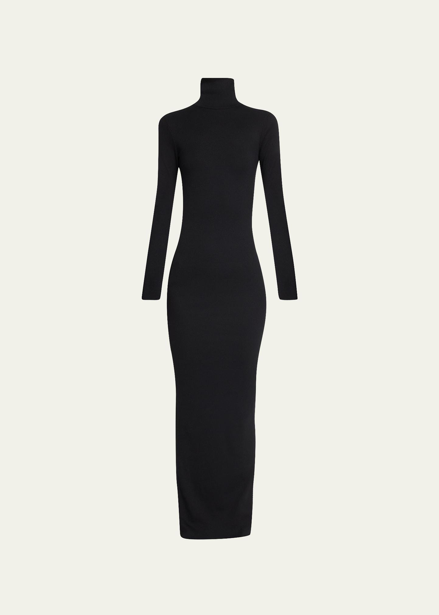 long-sleeve turtleneck maxi dress