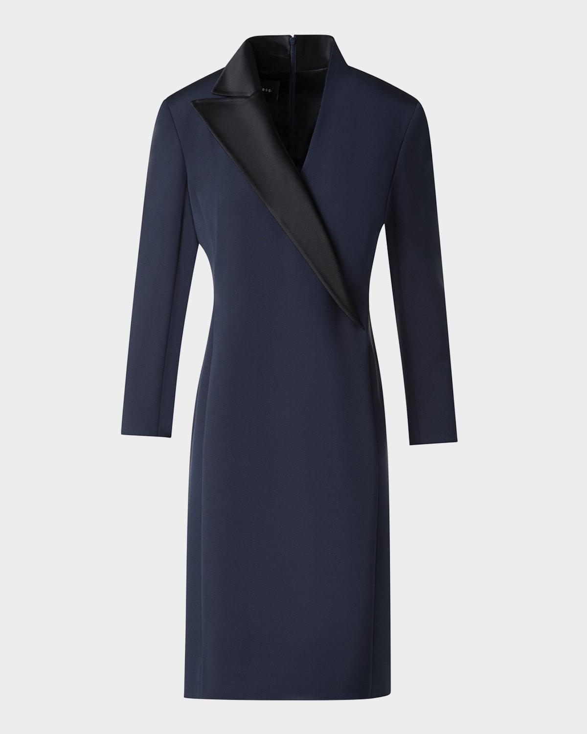 long-sleeve tuxedo dress