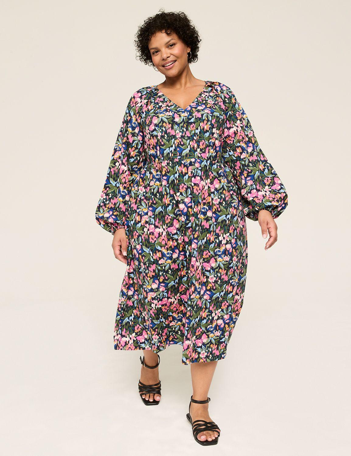 long-sleeve v-neck dress