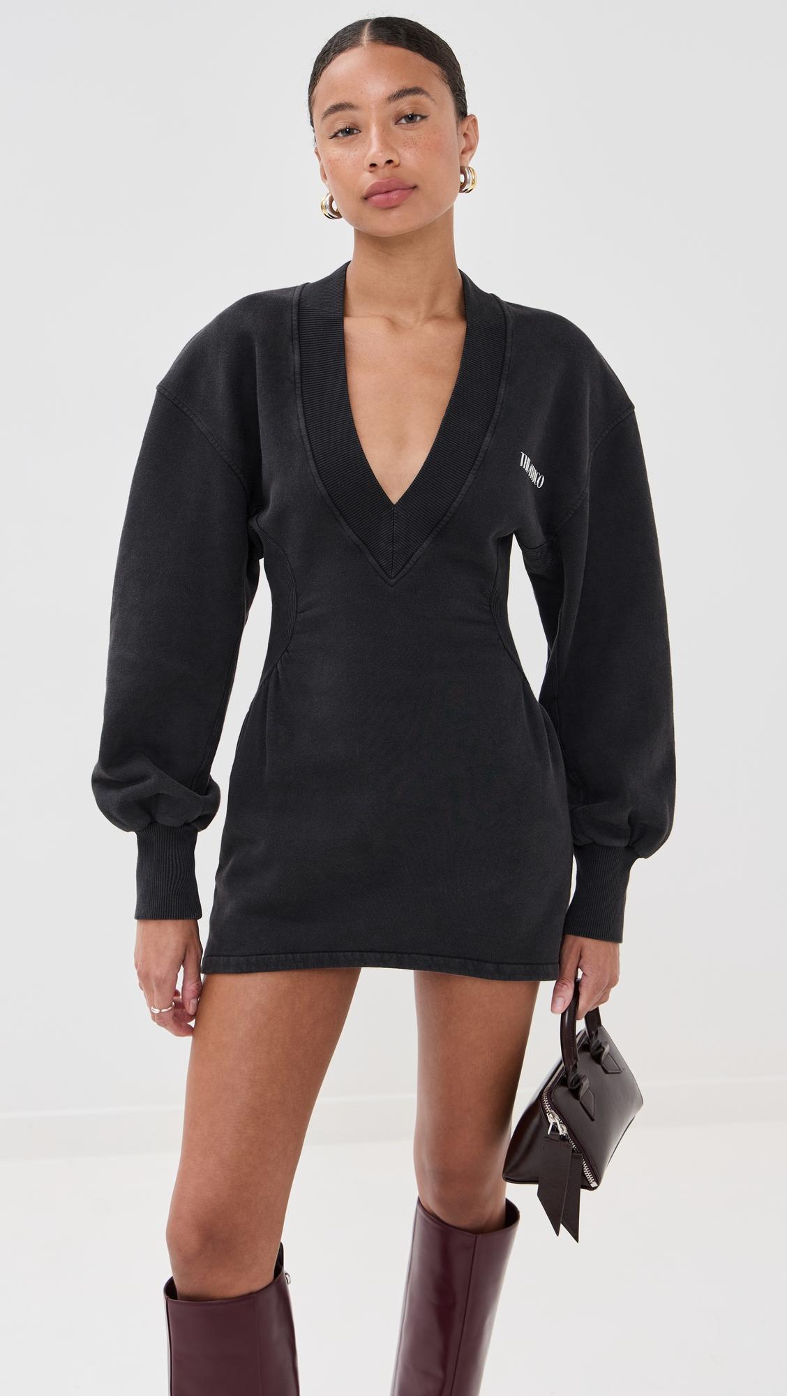 long sleeve v neck dress