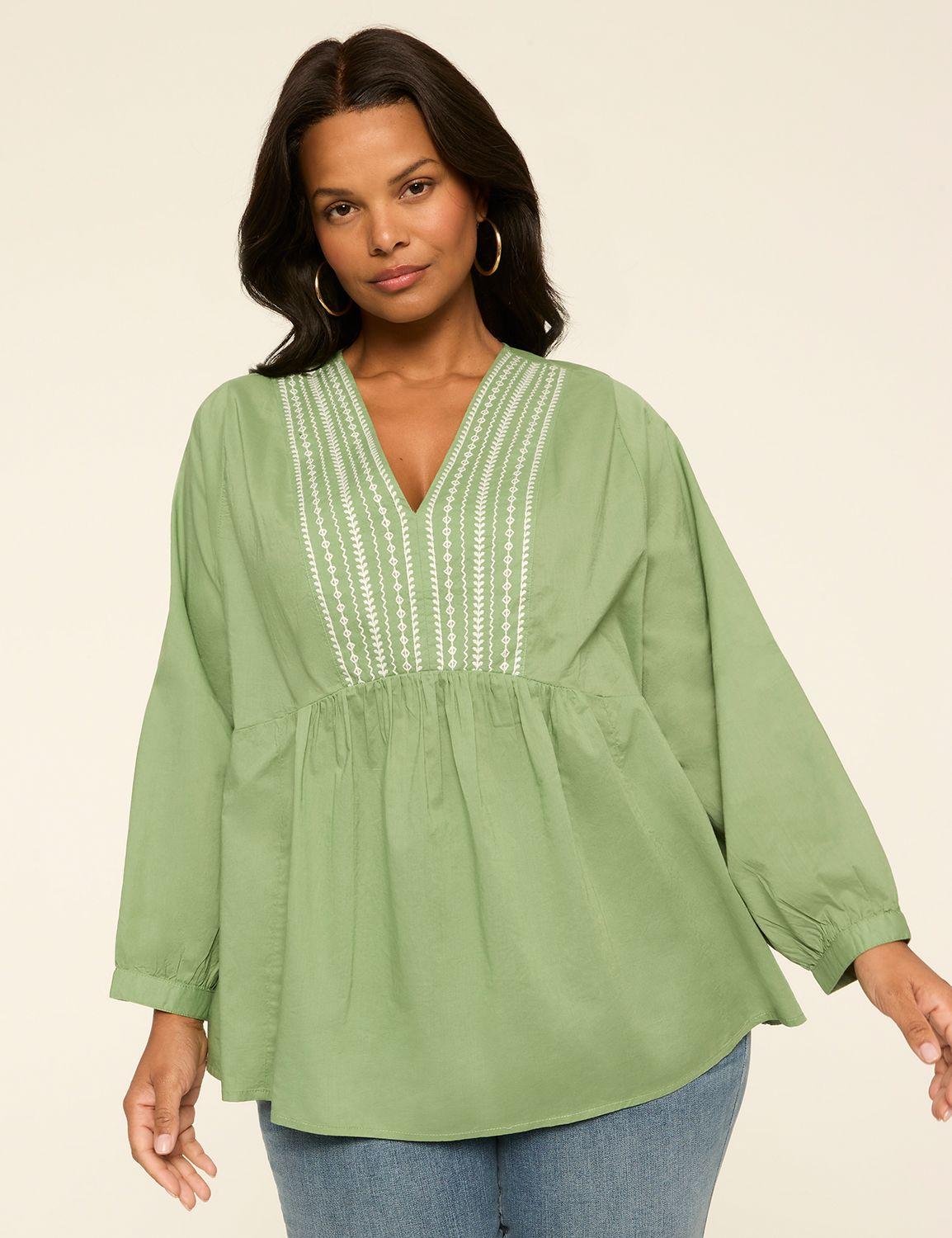 long sleeve v-neck popover top