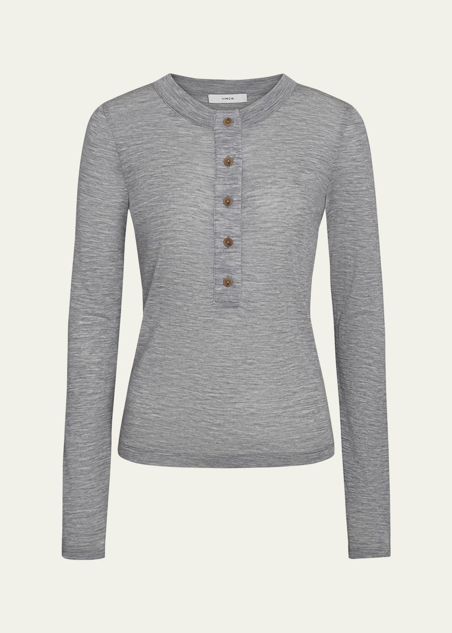 long-sleeve wool henley top