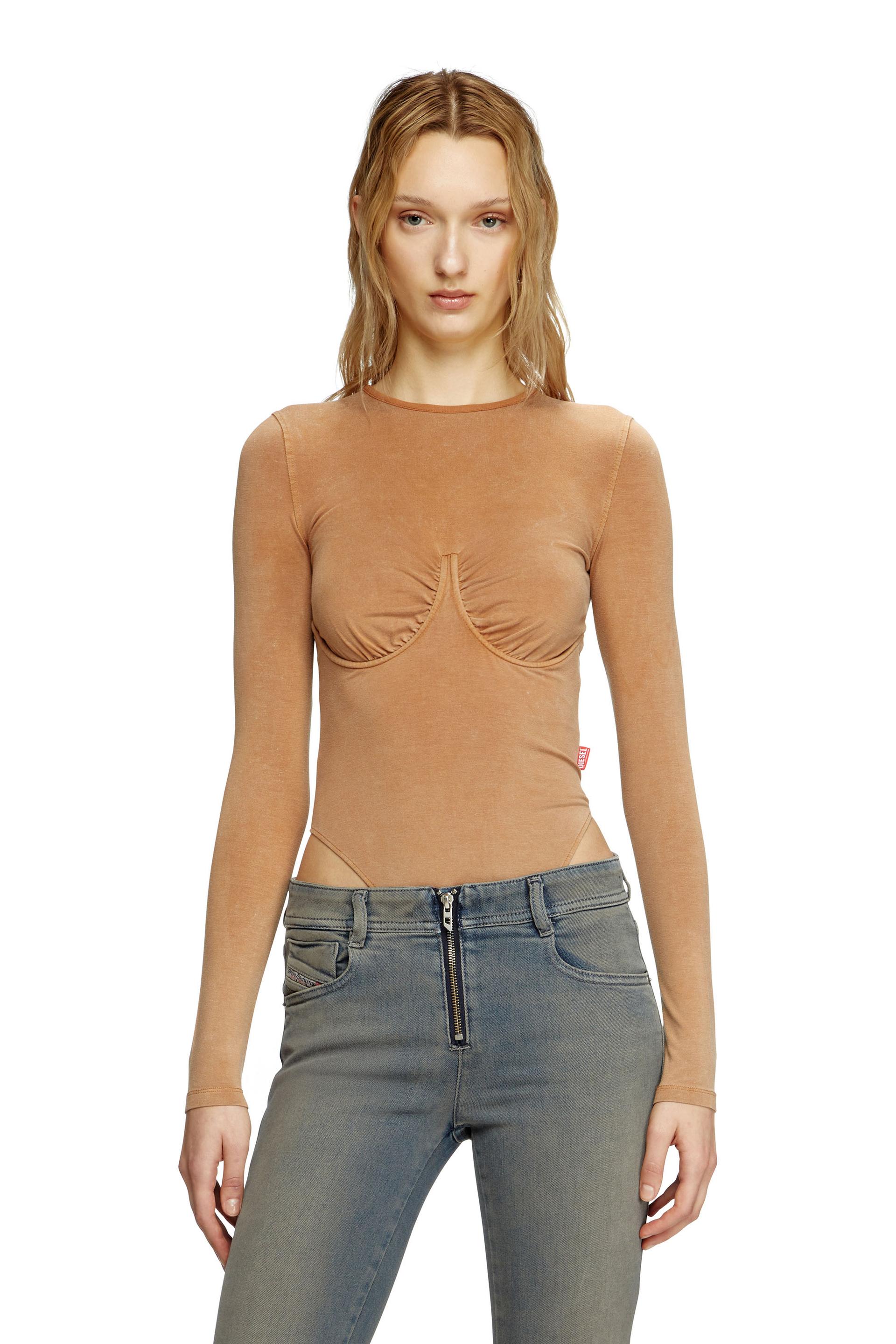 long sleeved bodysuit with bra detail