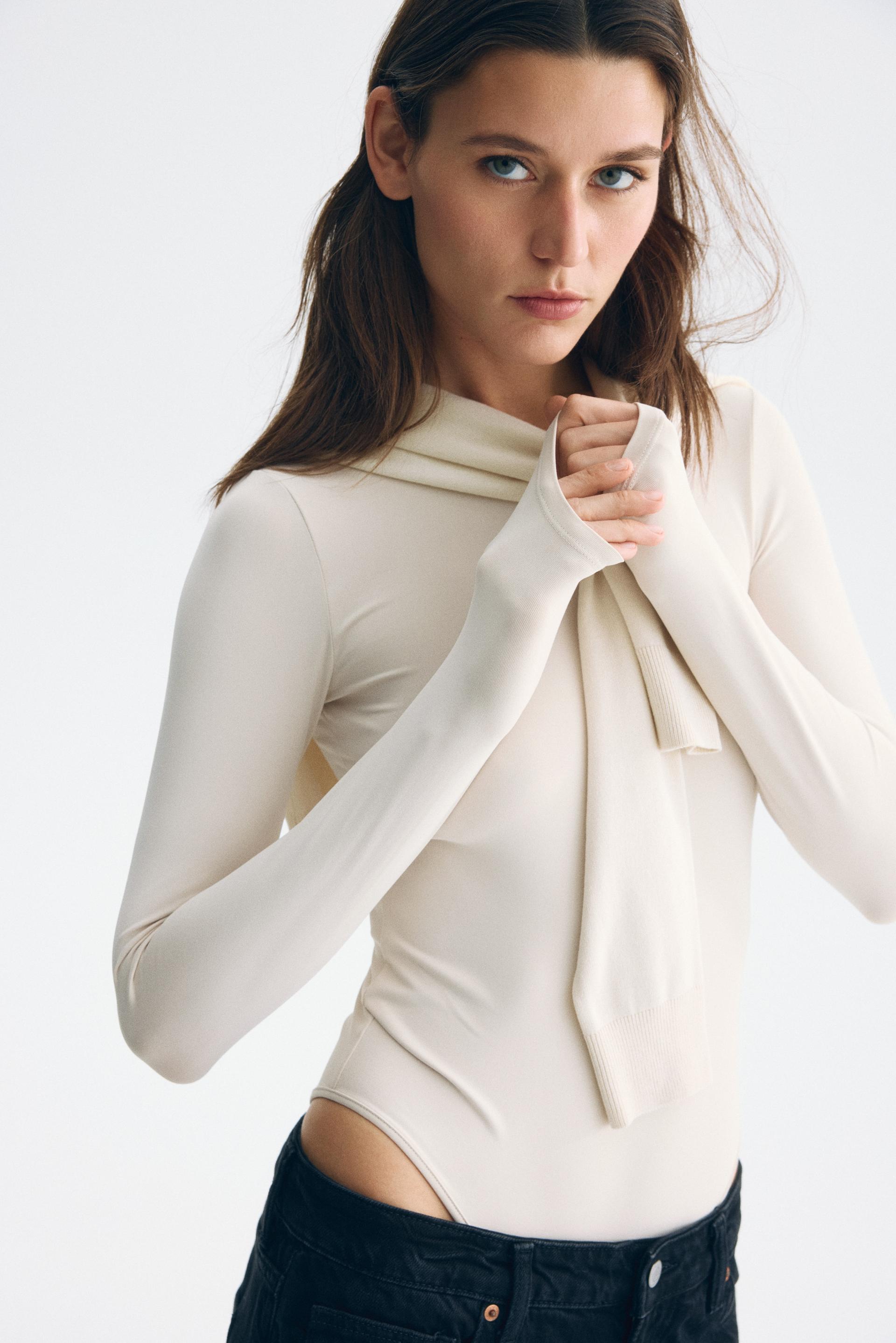 long-sleeved microfiber bodysuit
