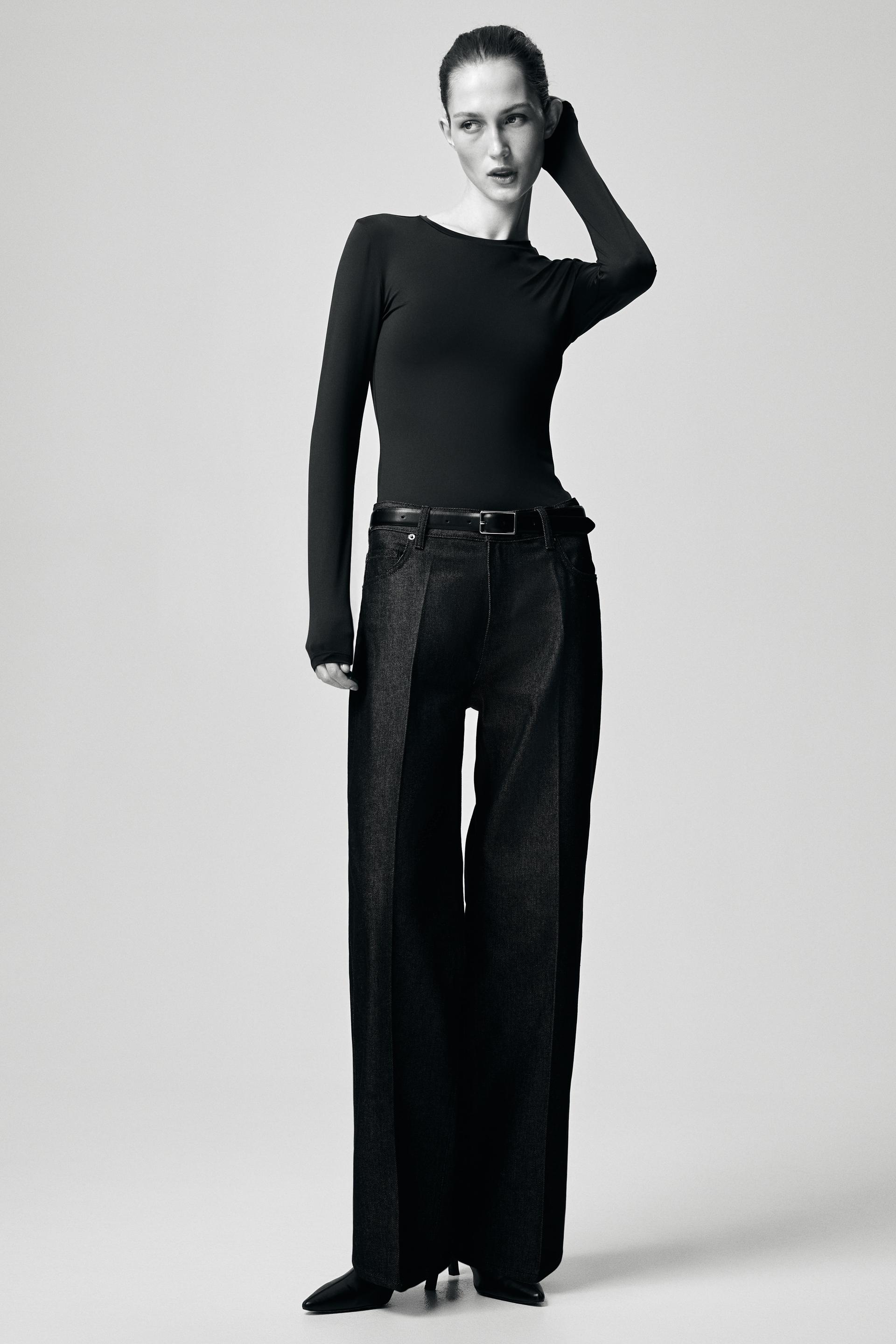 long-sleeved microfiber top