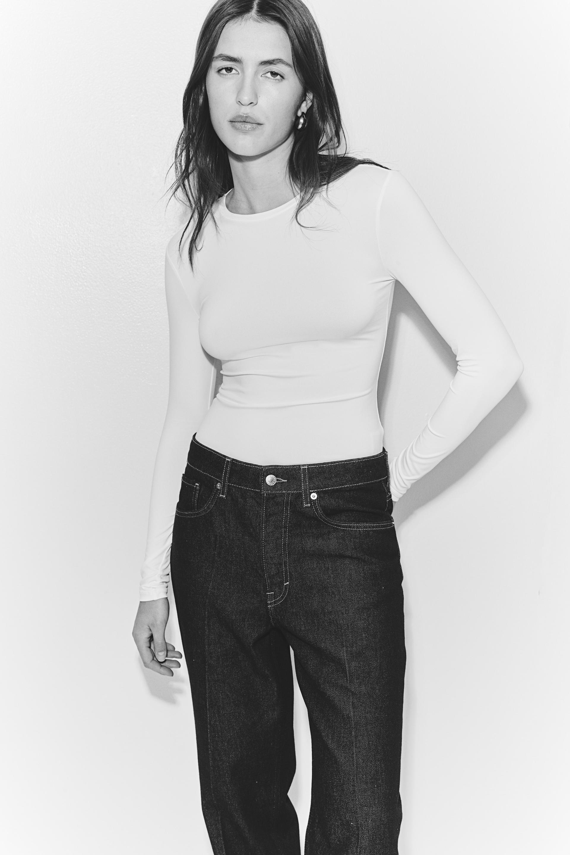 long-sleeved microfiber top
