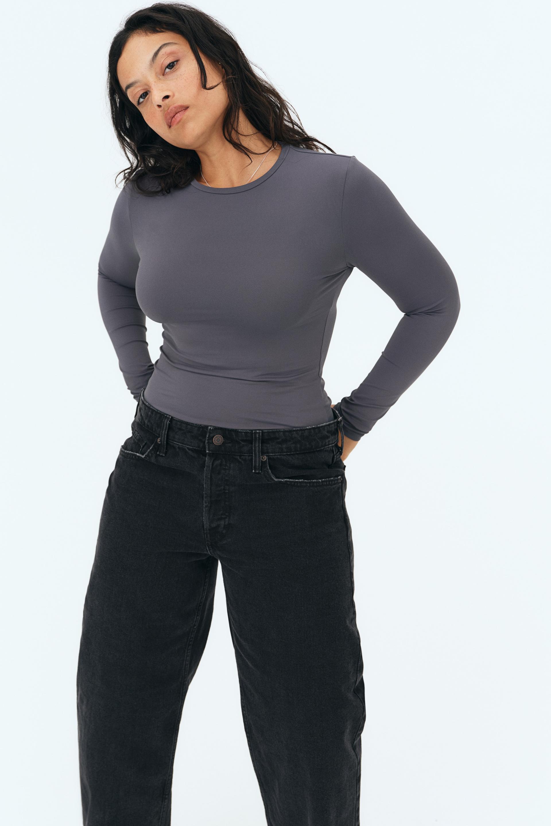 long-sleeved microfiber top
