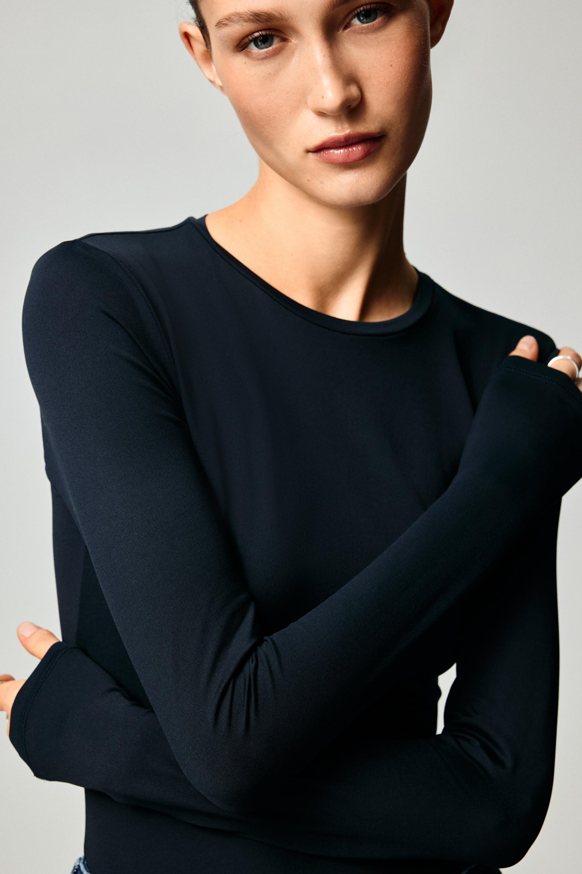 long-sleeved microfiber top
