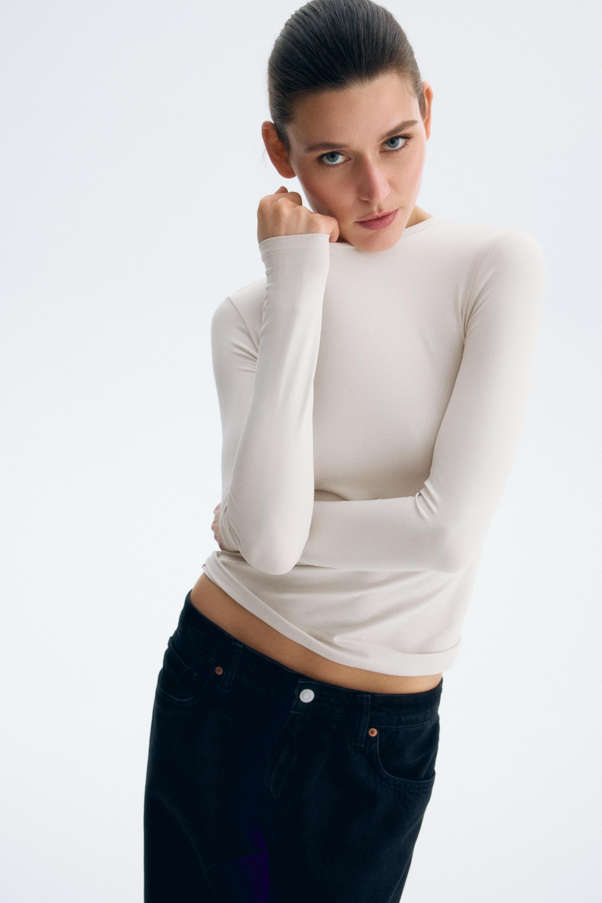 long-sleeved microfiber top