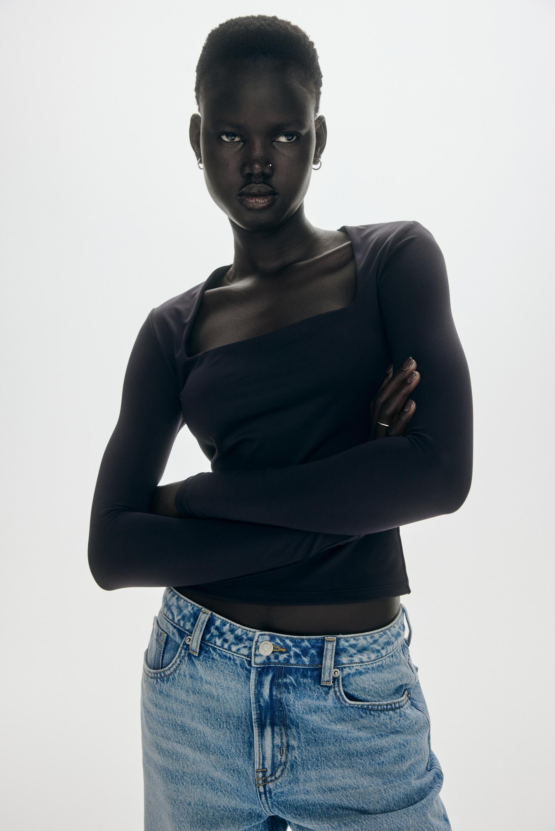 long-sleeved microfiber top