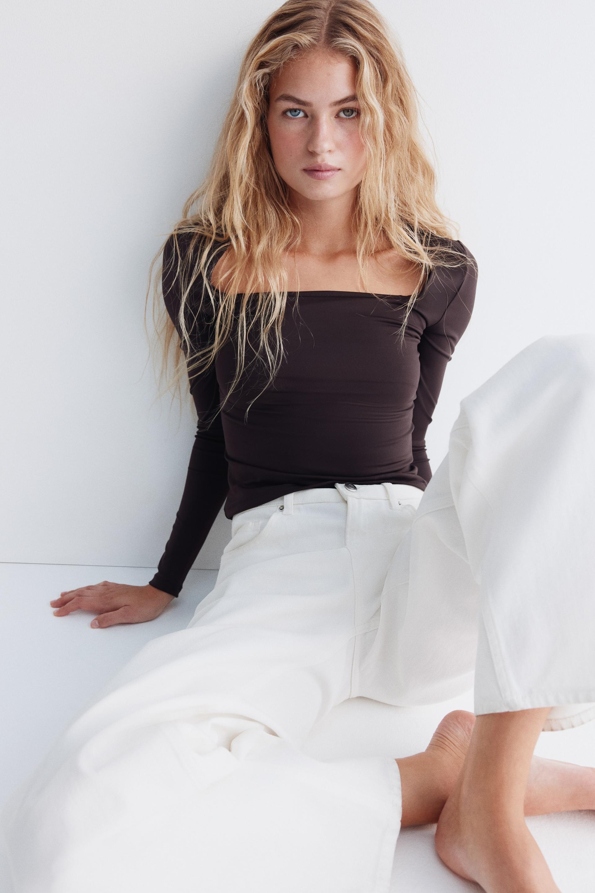 long-sleeved microfiber top