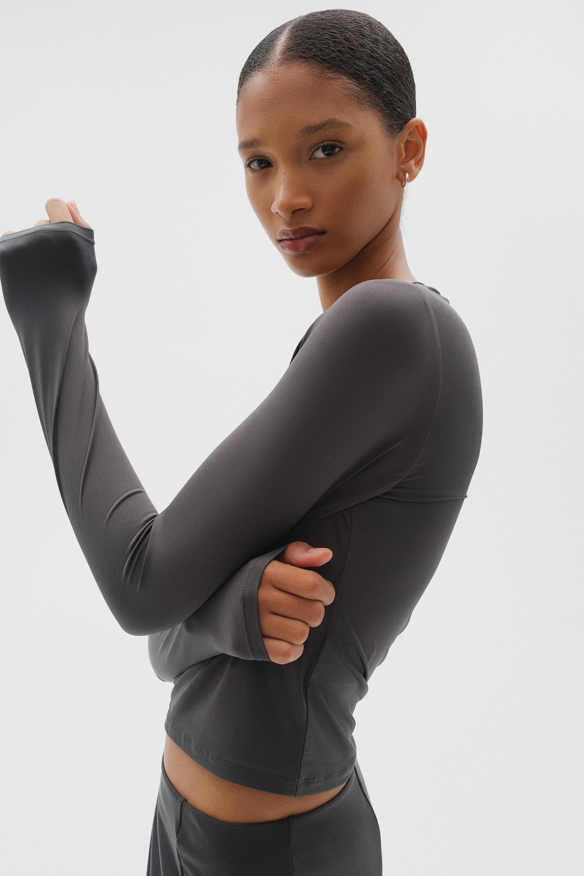 long-sleeved microfiber top